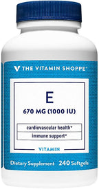 The Vitamin Shoppe Vitamina E 1000 UI - Suplemento Antioxidante para la Salud de la Piel y la Función Inmunitaria (120 Softgels)