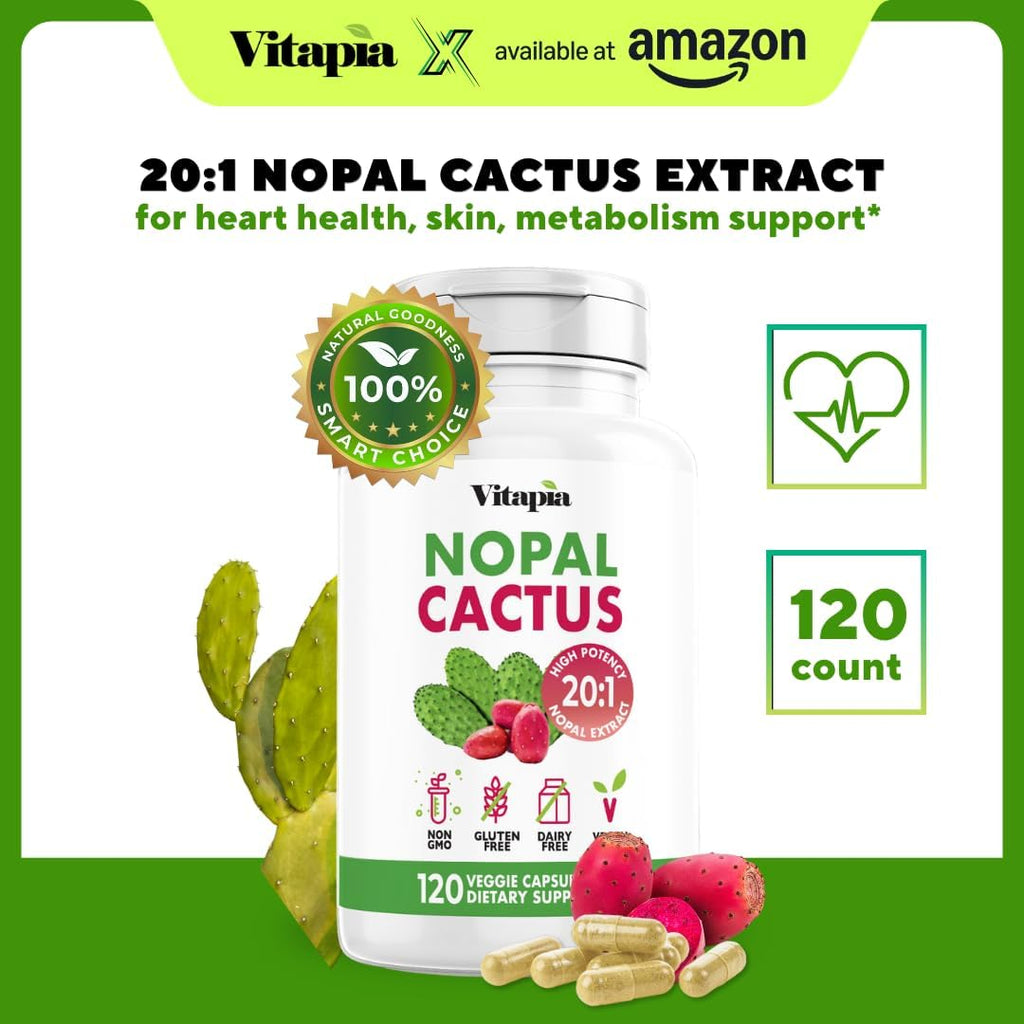 Vitapia Extracto de Nopal Cactus - 120 Cápsulas Vegetales - Sin Gluten y No-GMO