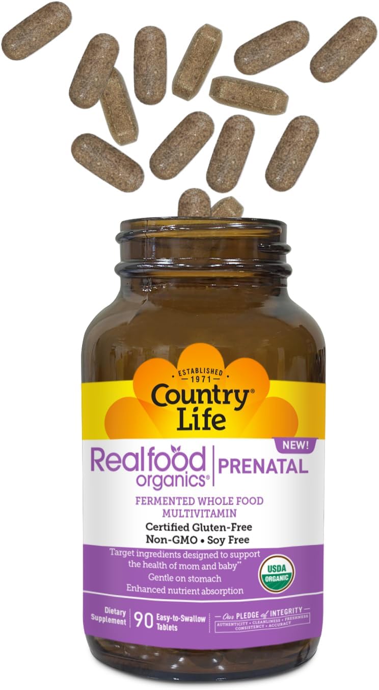 Realfood Organics Prenatal Multi - Antes, Durante y Después del Embarazo - Con Folato, D3 y Hierro - 90 Comprimidos