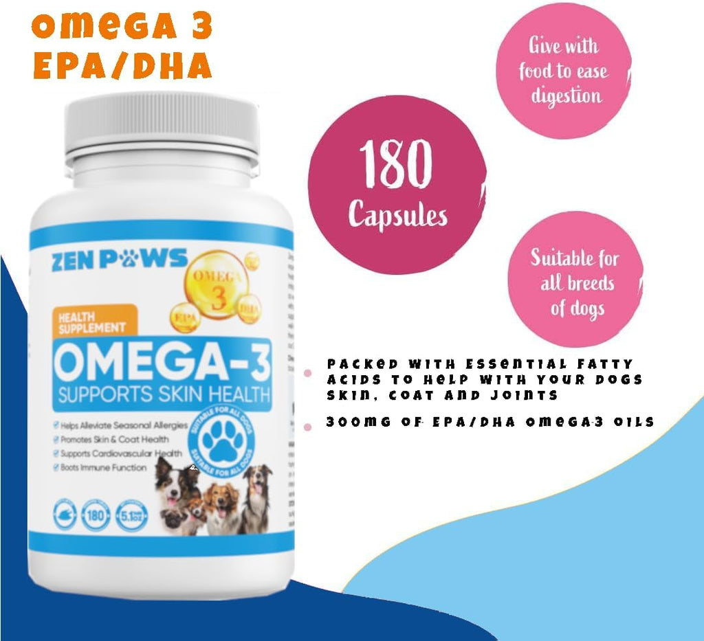 Zenpaws Omega 3 Fish Oil for Dogs - 180 Comprimidos - Sabor a Pato