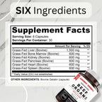 Ancient Origins Suplemento de Órganos de Res Grass Fed 4500 mg - Hígado, Médula Ósea, Corazón, Bazo, Páncreas y Riñón, No Transgénico, Sin Gluten, Sin Desgrasar (180 Cápsulas, 750 mg cada una)