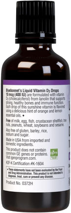 Bluebonnet Gotas Líquidas de Vitamina D3 400 UI, Cítrico, 30 ml