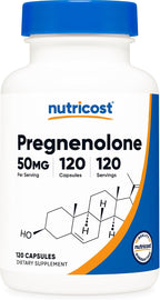 Nutricost Pregnenolona 50mg, 120 Cápsulas - No Transgénico, Sin Gluten, Cápsulas Vegetarianas