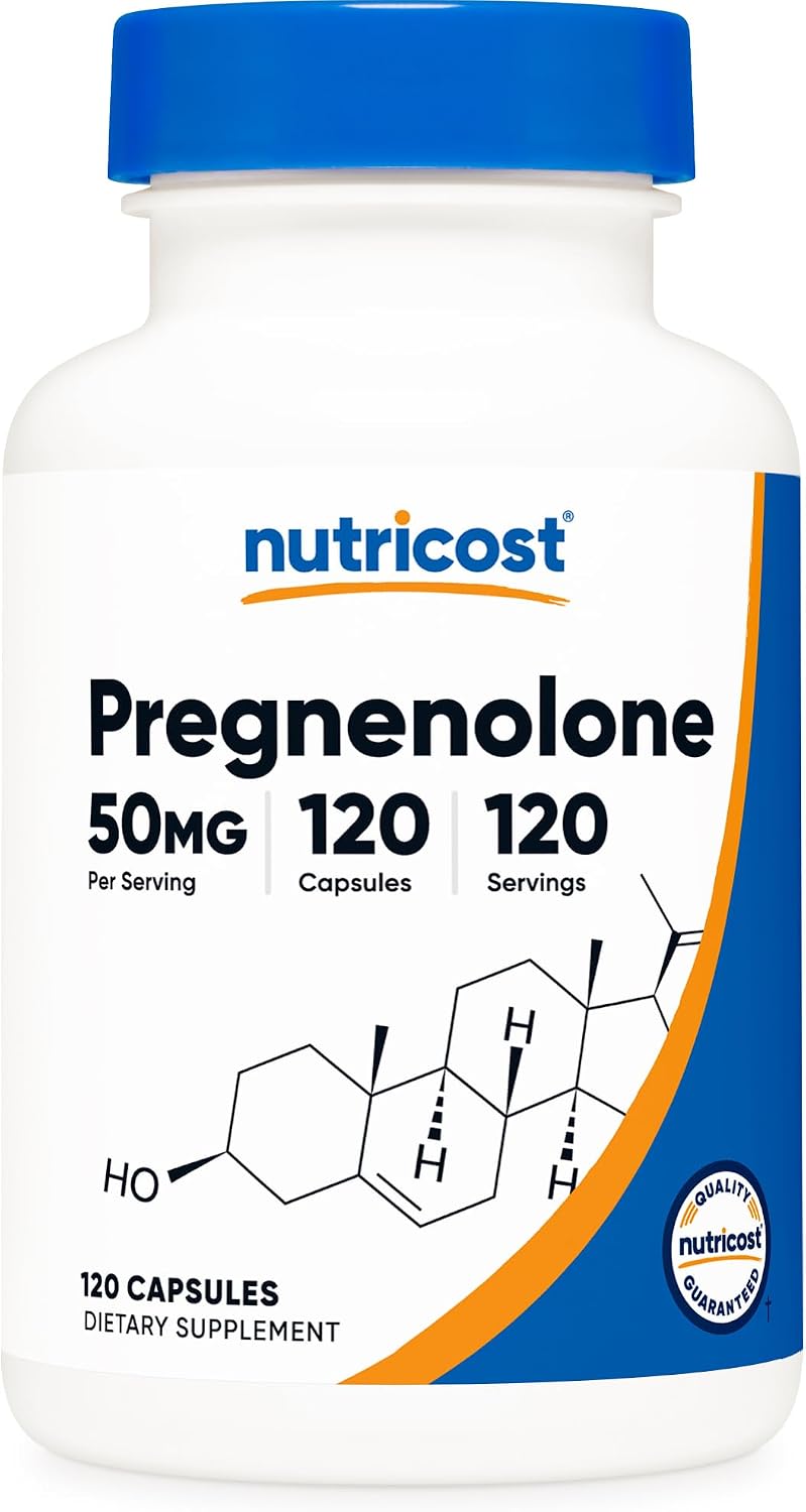 Nutricost Pregnenolona 50mg, 120 Cápsulas - No Transgénico, Sin Gluten, Cápsulas Vegetarianas