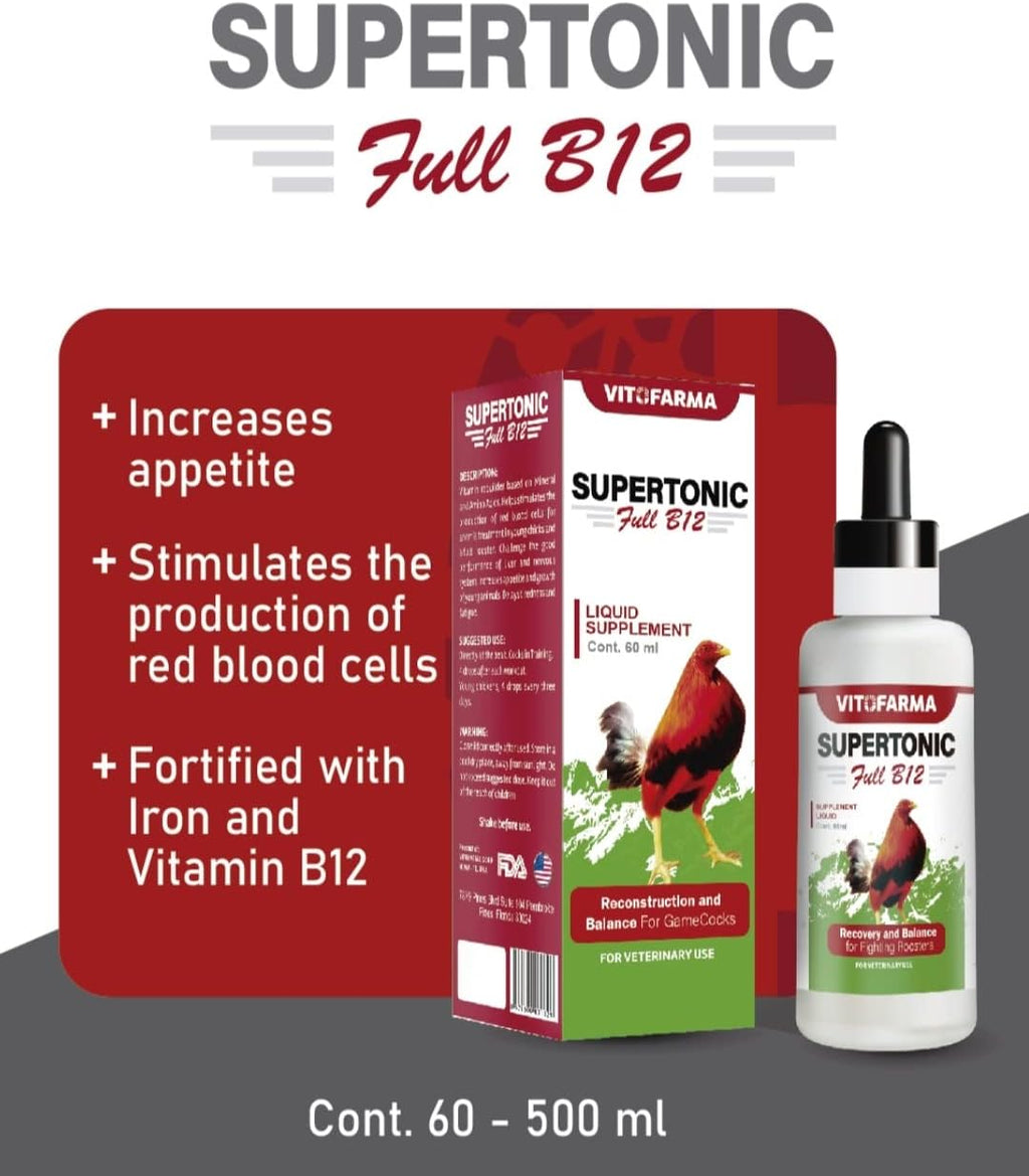 Supertonic Full B12 para Gallos - Complemento Multivitamínico Líquido 60ml