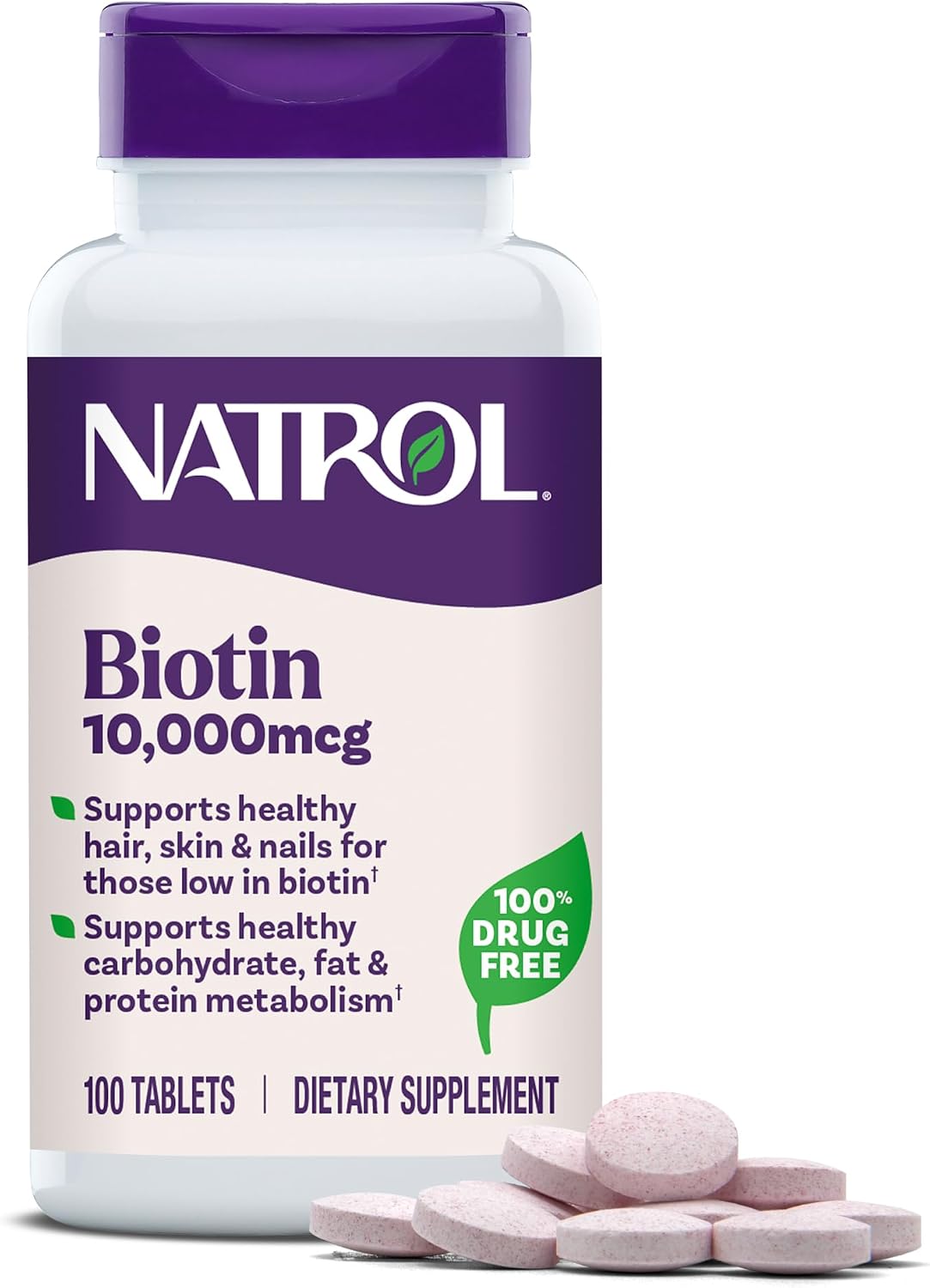 Natrol Beauty Biotin 10,000 mcg, 100 comprimidos