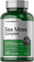 Horbäach Cápsulas de Musgo Marino - 120 Cápsulas - Complejo con Bladderwrack y Raíz de Bardana - Sin Gluten y No-GMO