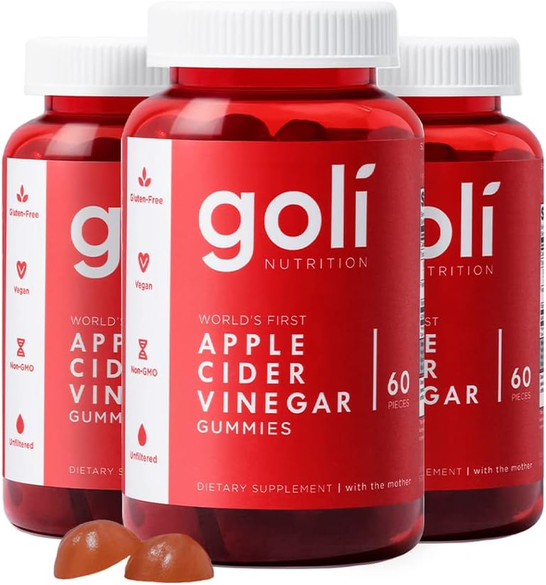 Goli Gominolas de Vinagre de Manzana con Vitamina B12, Remolacha y Granada - 180 Gominolas (3 Paquetes)