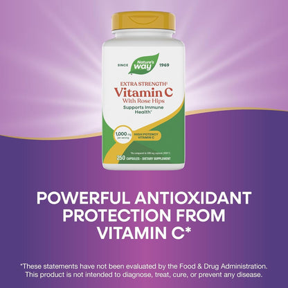 Nature's Way Vitamina C con Escaramujo Extra Strength - 1000 mg por dosis - 250 cápsulas – Image 4