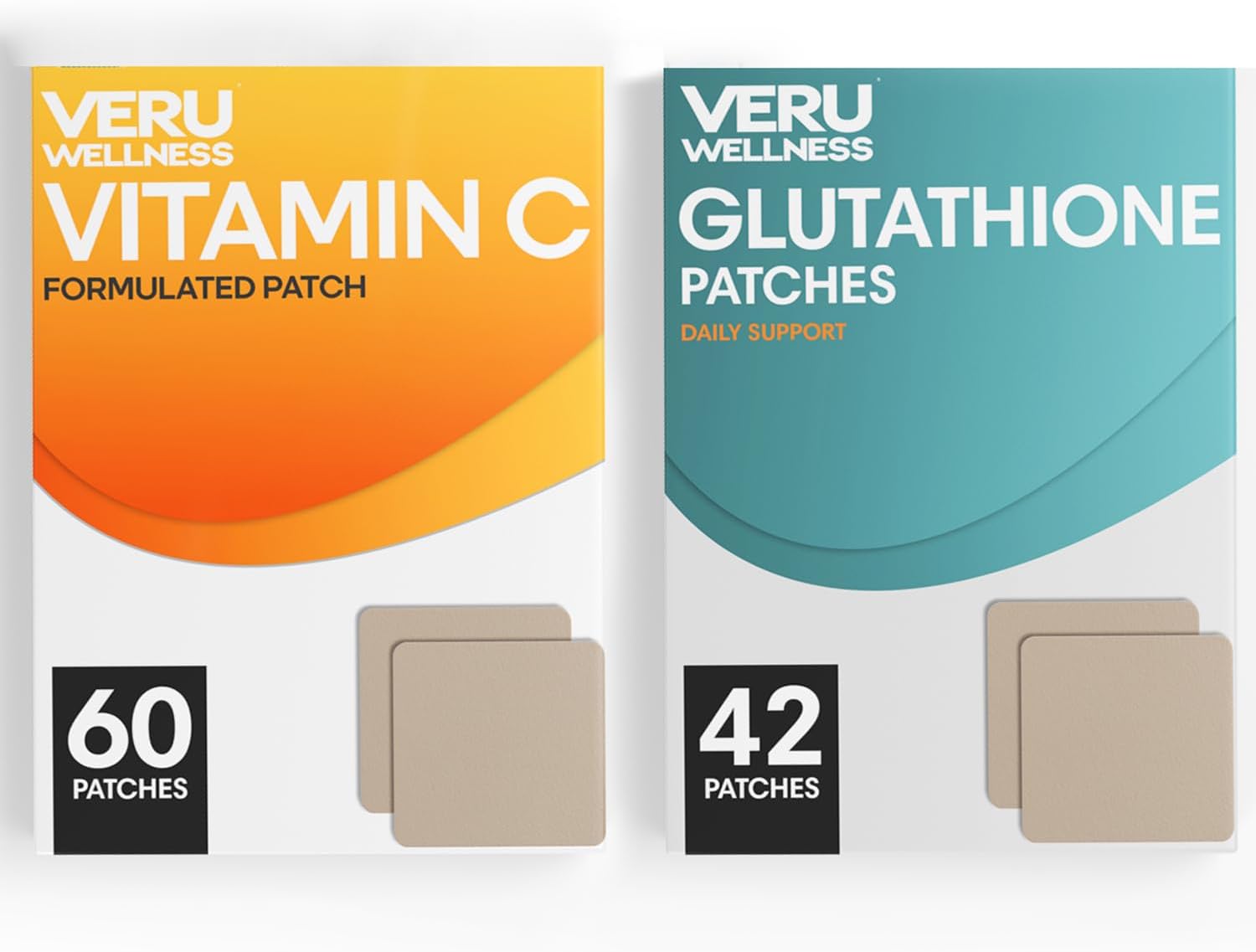 Veru Wellness Anti Aging Duo Lifestyle Patches Collagen C – Parches Autoadhesivos de Colágeno y Vitamina C, Liberación Prolongada 8-10 Horas (Suministro para 60 Días)