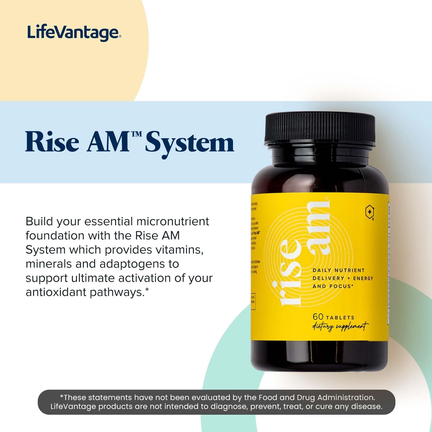 LifeVantage Rise AM - Suplemento Multinutriente Avanzado con Timewise Nutrient Delivery (60 comprimidos)