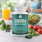 Grab The Gold Multivitamínico Líquido para Mujeres - Cápsulas de Absorción Rápida con 42 Frutas y Verduras, Hierro y Antioxidantes