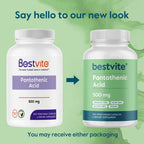 BESTVITE Ácido Pantoténico 500mg (Vitamina B5) - 240 Cápsulas Vegetales