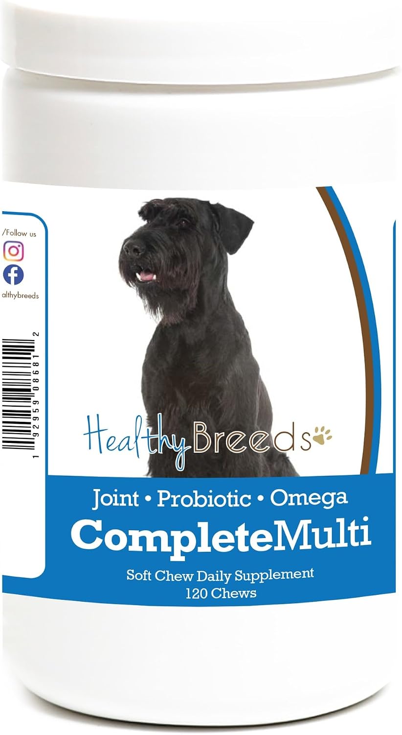 Healthy Breeds Giant Schnauzer Multivitamínico Todo en Uno - Masticables Blandos para Perros, 120 unidades
