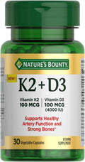 Nature's Bounty Vitamina D3 + K2, 4000 UI D3 + 100 mcg K2, 30 Cápsulas Vegetales