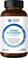 Vitamin World Complejo B con Vitamina C, Liberación Prolongada, 120 Comprimidos