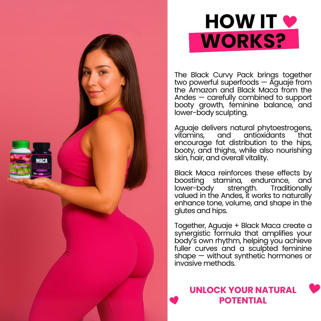 Aguaje y Maca Negra en Cápsulas para Mujer - Pack Curvy Negro - Curvy Fruit