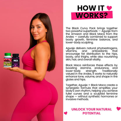 Aguaje y Maca Negra en Cápsulas para Mujer - Pack Curvy Negro - Curvy Fruit – Image 4