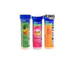 Comprimidos de glucosa para llevar - Pack de 3 (10 unidades cada uno) - Sabores Naranja, Tropical y Fruit Punch + Código QR King Combo