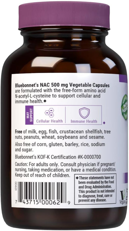 Bluebonnet NAC 500 mg Cápsulas Vegetales, 30 – Presentación: 30 cápsulas por envase (30 dosis) – Image 3