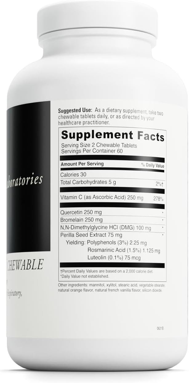 DAVINCI Labs Aller-DMG Masticable - Apoyo Inmunitario y Respiratorio - Sabor a Naranja Cremosa - 120 Comprimidos Vegetarianos (60 Dosis)