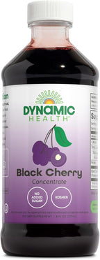Dynamic Health Concentrado Puro de Zumo de Cereza Negra sin Endulzar, 100% Jugo Concentrado, 240 ml