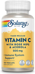 Solaray Vitamin C 500 mg with Rose Hips - Sustained Release Capsules, 100 Count