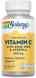 Solaray Vitamin C 500 mg with Rose Hips - Sustained Release Capsules, 100 Count