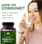 SAPTAMVEDA Comprimidos de Moringa Natural (120 comprimidos) - 500mg cada uno | Multivitamínico natural de hojas de Moringa