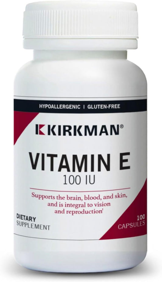 Kirkman Vitamina E 100 UI - Hipoalergénica - 100 Cápsulas Vegetales