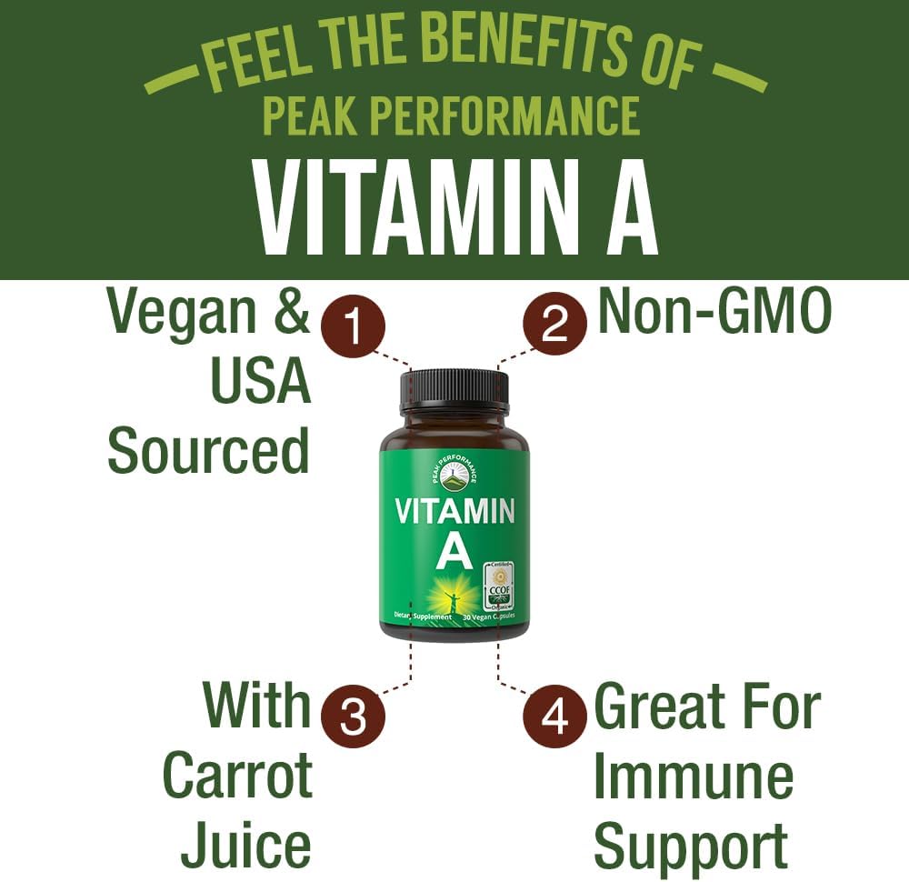 Vitamina A Orgánica Certificada 5000 UI - Cápsulas Veganas con Zumo de Zanahoria