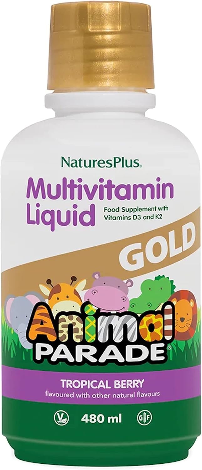 NaturesPlus Animal Parade Source of Life Gold Children's Liquid Multivitamin Tropical Berry Flavor - 887 ml (30 oz) - 60 Servings