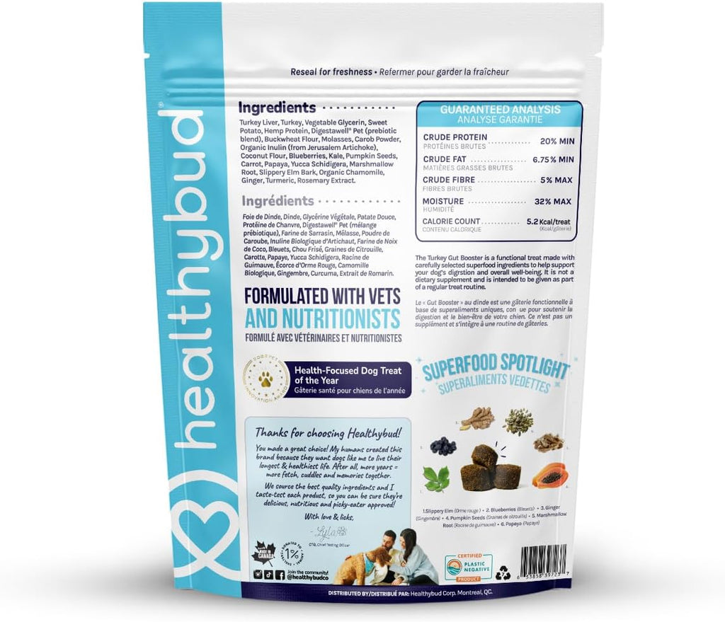 Masticables Probióticos para Perros de Pavo - healthybud - 2 Paquetes (130g cada uno)