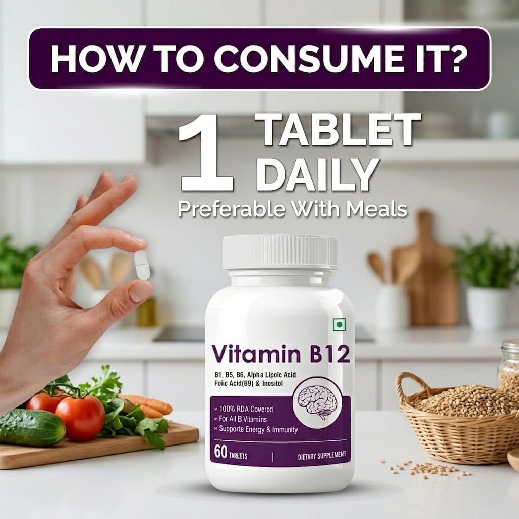 Vitamina B12 con Complejo B (B1, B5, B6, B9), ALA e Inositol | 60 Comprimidos