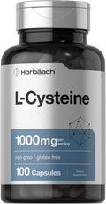 Horbäach L-Cisteína 1000mg | 100 Cápsulas en Polvo | No-GMO, Sin Gluten
