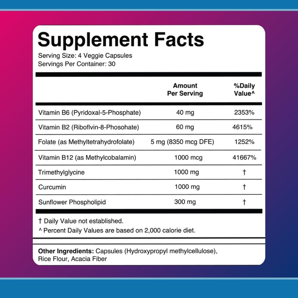 Divine Health Brain Zone Basic | Complejo de Vitaminas B Activas, Trimetilglicina y Curcumina | 120 Cápsulas