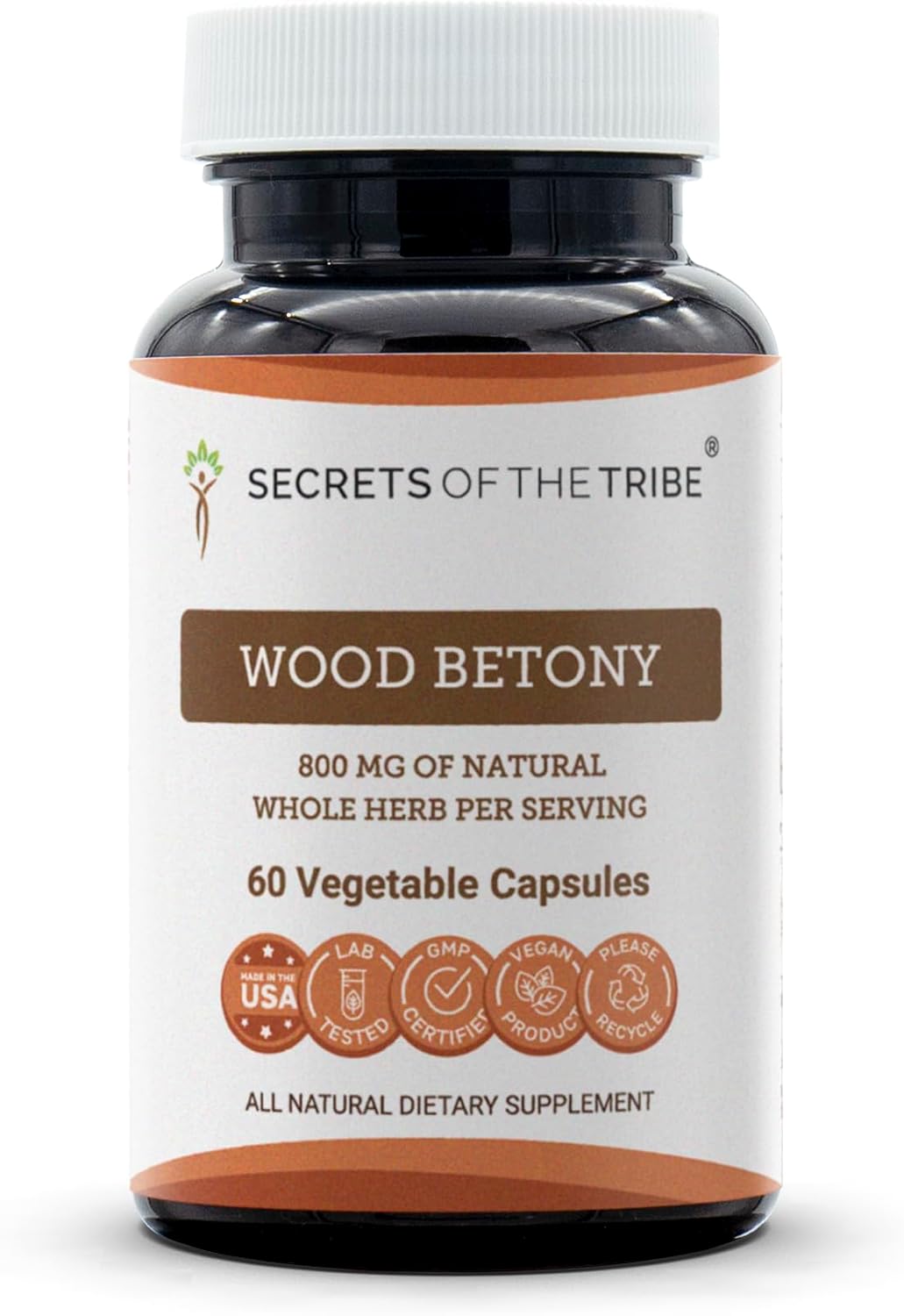 Secrets of the Tribe Wood Betony (Stachys officinalis) 120 Cápsulas