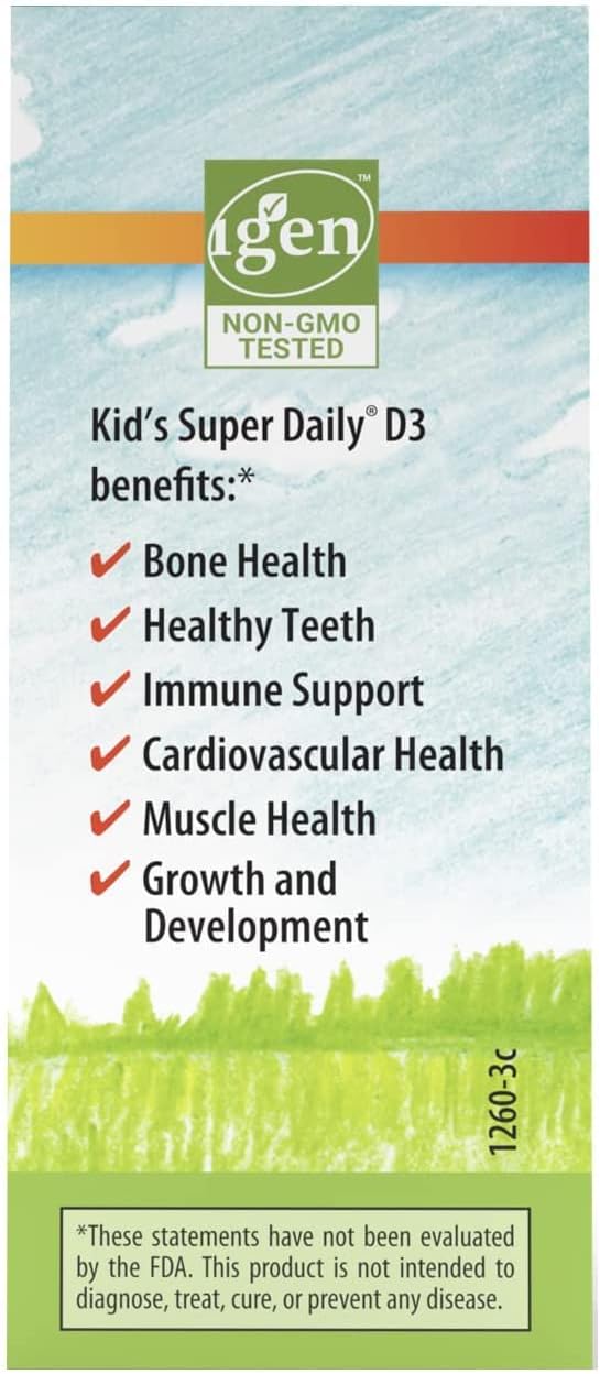 Carlson Kid's Super Daily D3 - Gotas de Vitamina D3 para Niños, 400 UI, 365 Gotas