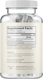 Clear Formulas Bioactive SAM-e 500mg - 60 Cápsulas