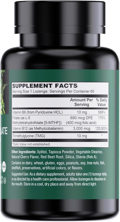 PlantFusion Vegan B12 Methyl 3000 mcg + – Personas mayores: Con la edad, la capacidad de absorber la vitamina B12 – Image 7