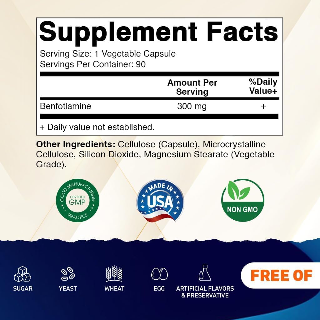 Vitamatic Benfotiamina 300 mg, 90 Cápsulas Vegetales