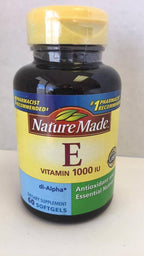 Nature Made Vitamina E 1000 IU (dl-Alfa) Softgels 60 Cápsulas