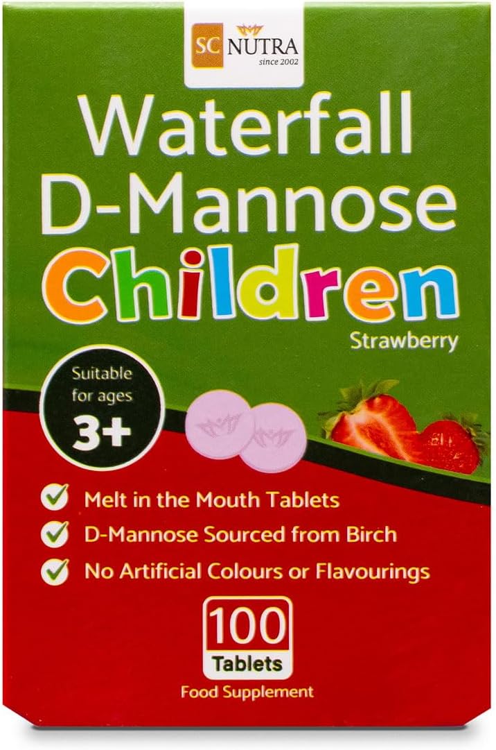 Waterfall D-Mannose Niños Comprimidos de Fusión Oral con Sabor a Fresa – 100 Comprimidos
