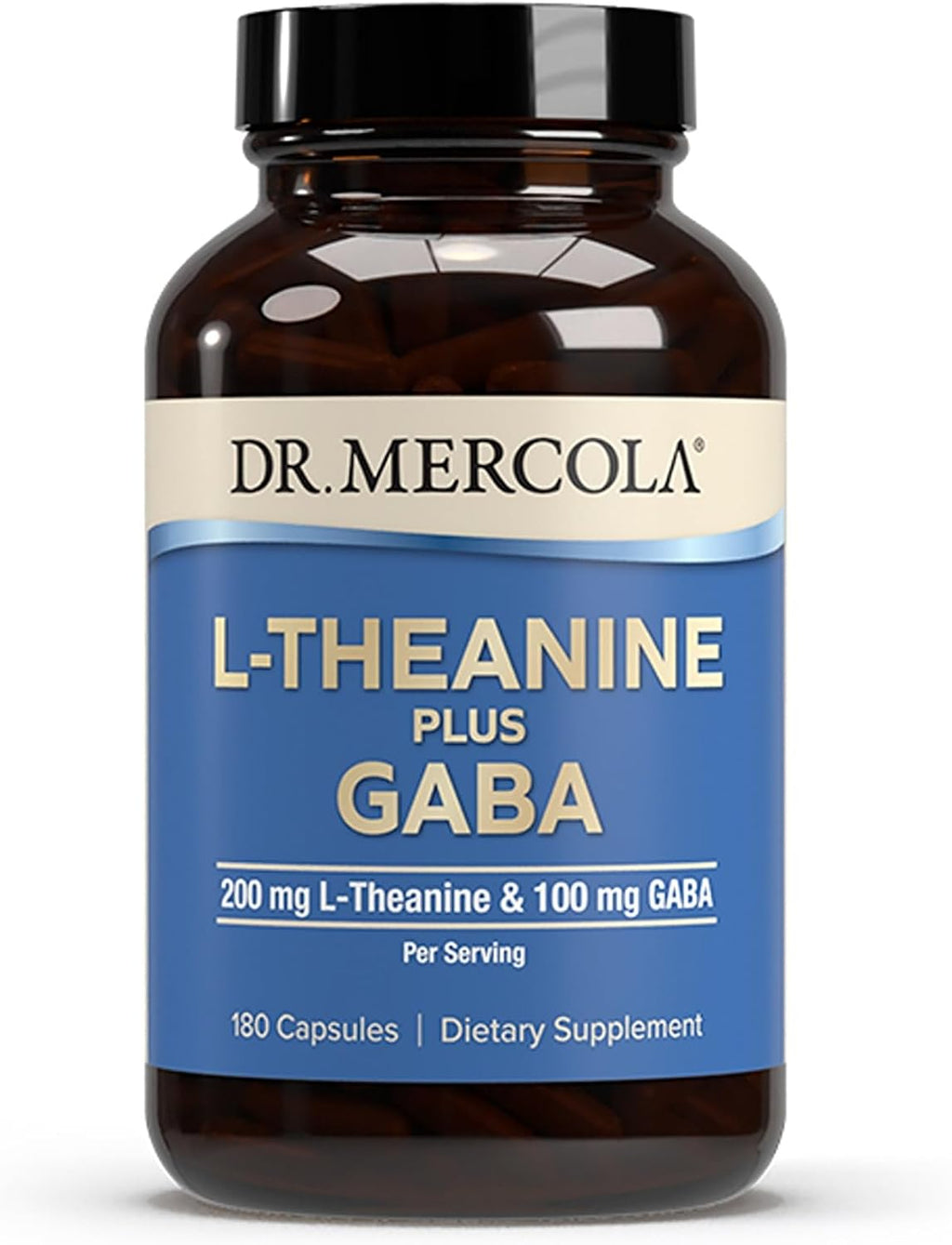Dr. Mercola L-Theanine Plus GABA - 200 mg L-Theanine - 100 mg GABA - 60 Cápsulas