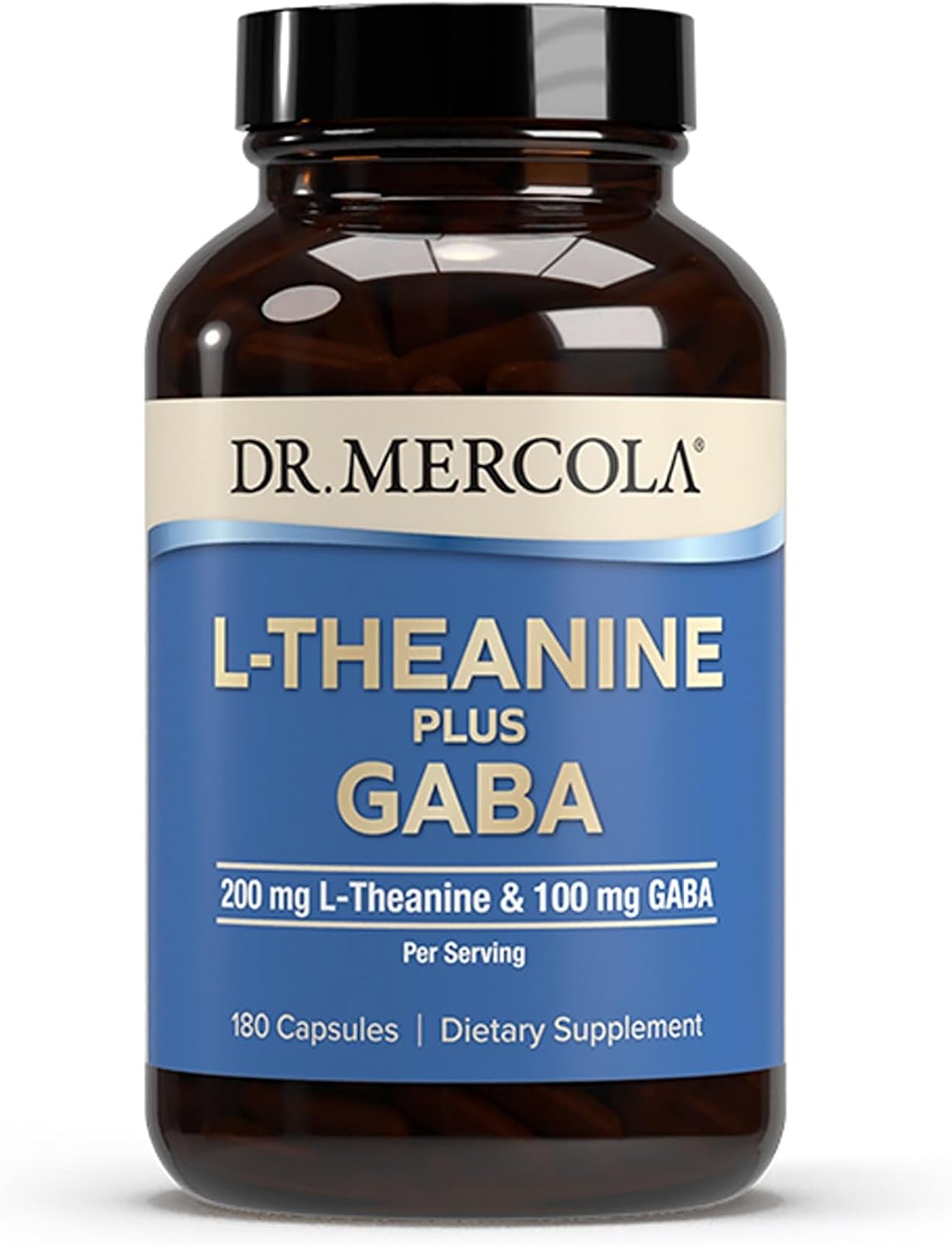 Dr. Mercola L-Theanine Plus GABA - 200 mg L-Theanine - 100 mg GABA - 60 Cápsulas