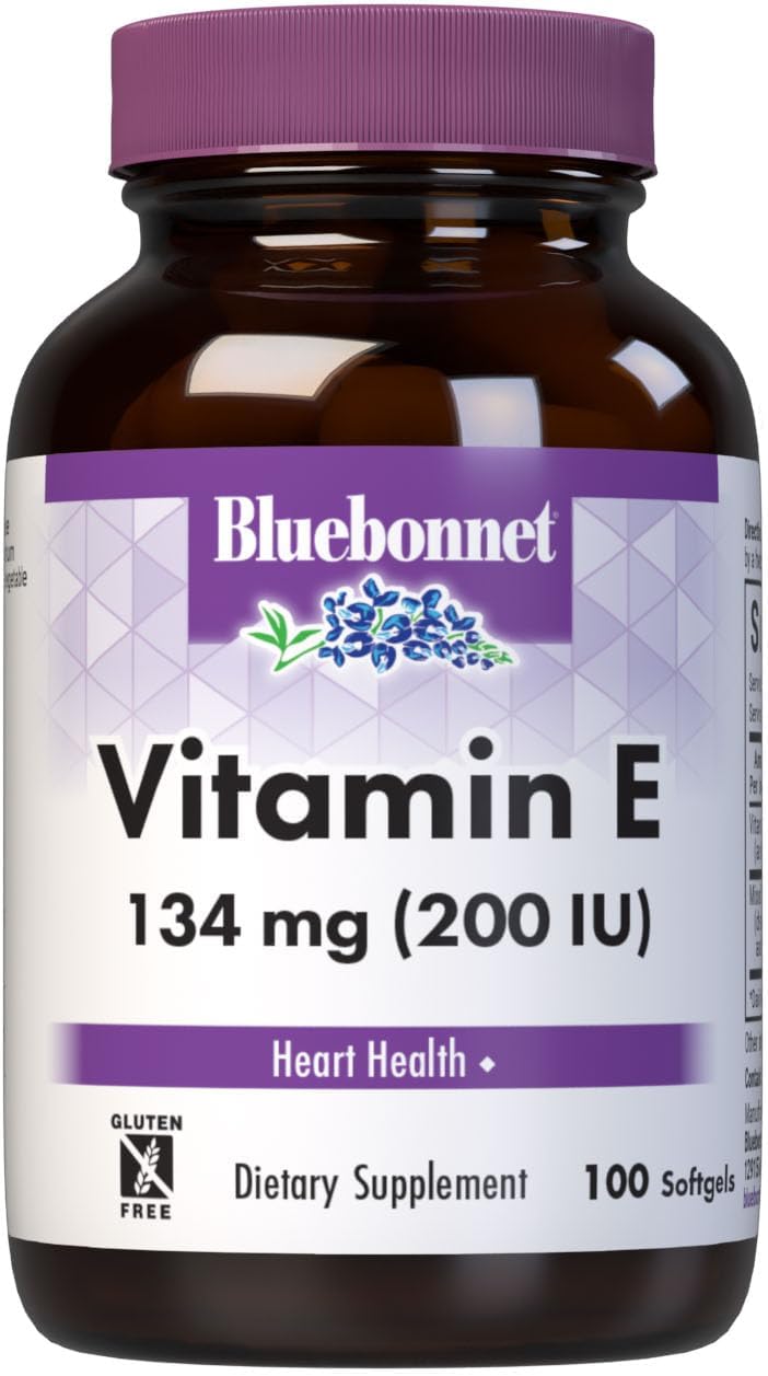 Bluebonnet Vitamina E 200 UI con Tocoferoles Mixtos, 100 Cápsulas Blandas