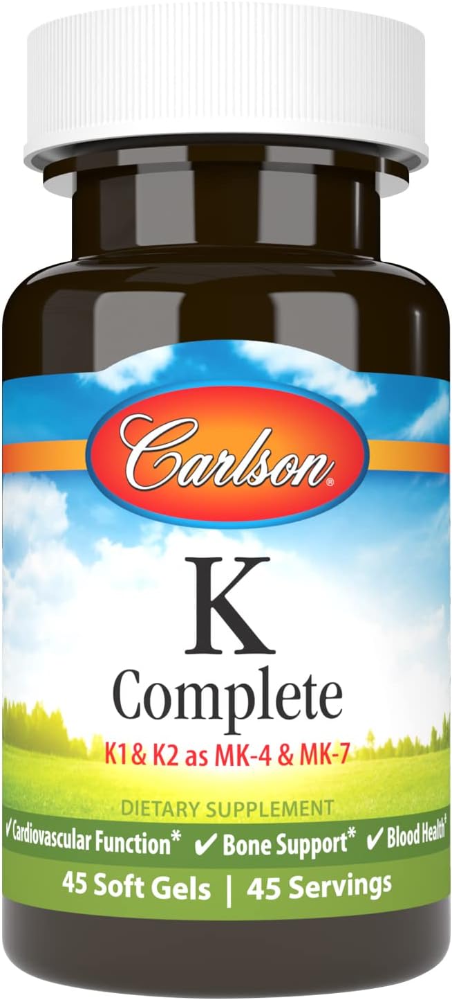 Carlson K Complete, Vitamin K1 & K2 (MK-4 & MK-7), 45 Soft Gels