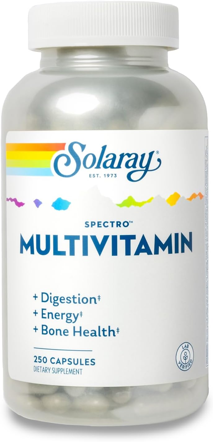 SOLARAY Spectro Multivitamin con Hierro - Complejo Multivitamínico con Calcio, Magnesio, Superalimentos y Enzimas Digestivas - Apoyo para Digestión, Energía y Salud Ósea (360 Cápsulas)