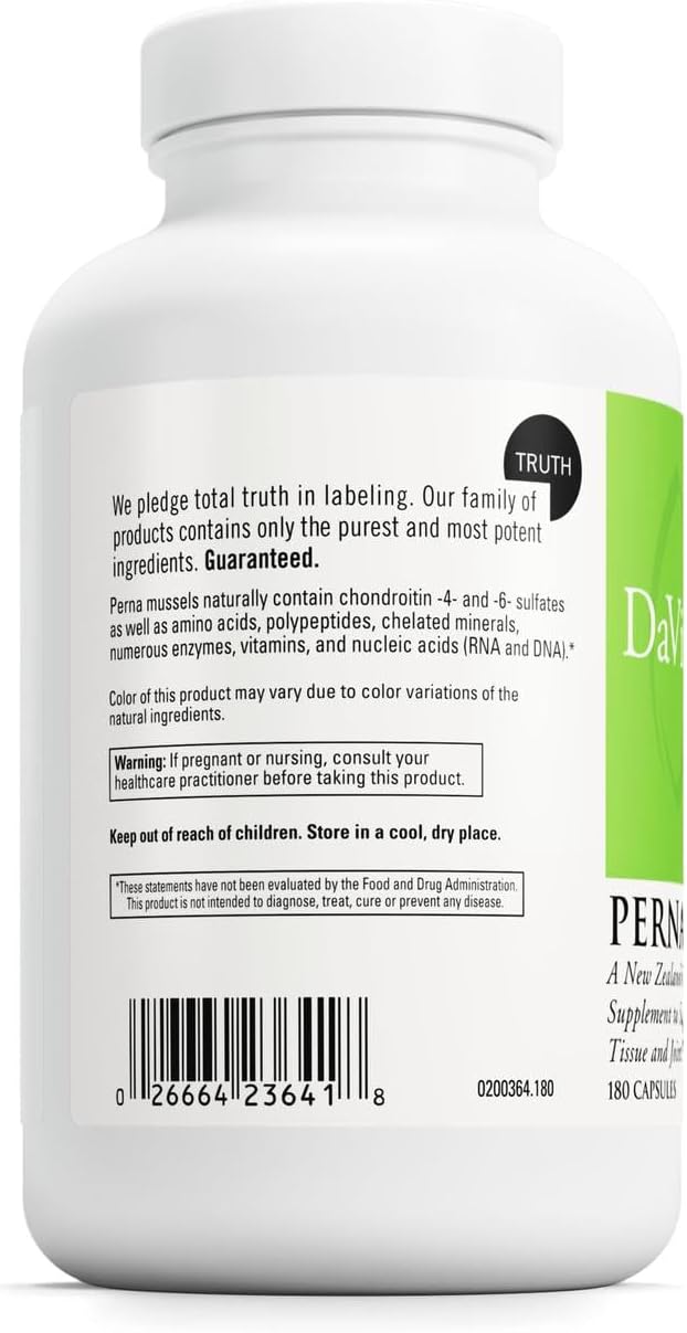 DAVINCI Labs Perna - Mejillón de Nueva Zelanda para Articulaciones, 180 Cápsulas