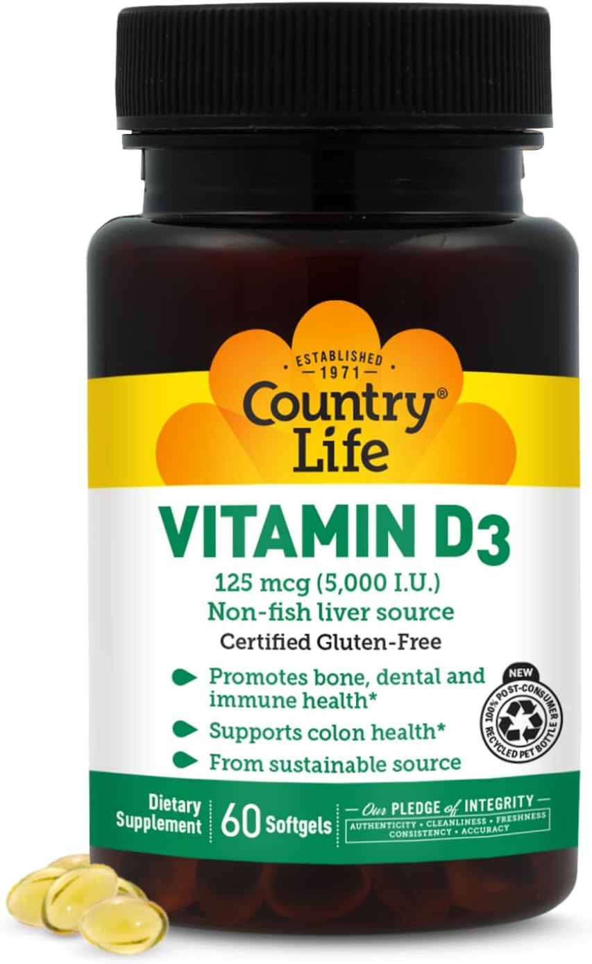 Country Life Vitamina D3 5000 IU – 60 Cápsulas Blandas